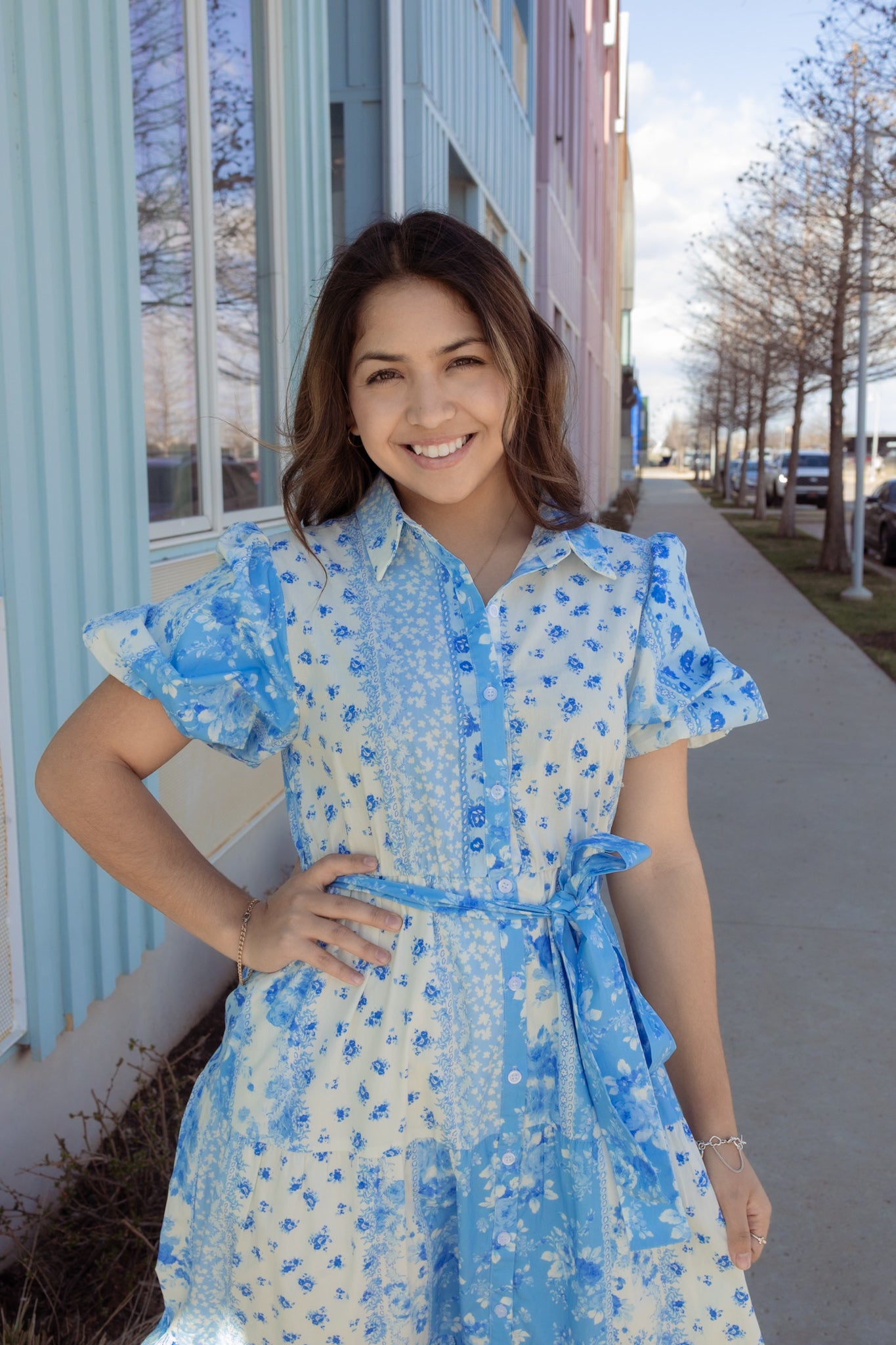 Sky Floral Midi Dress