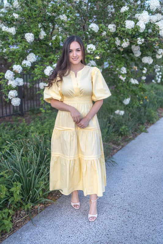 Mellanie Yellow Midi Dress
