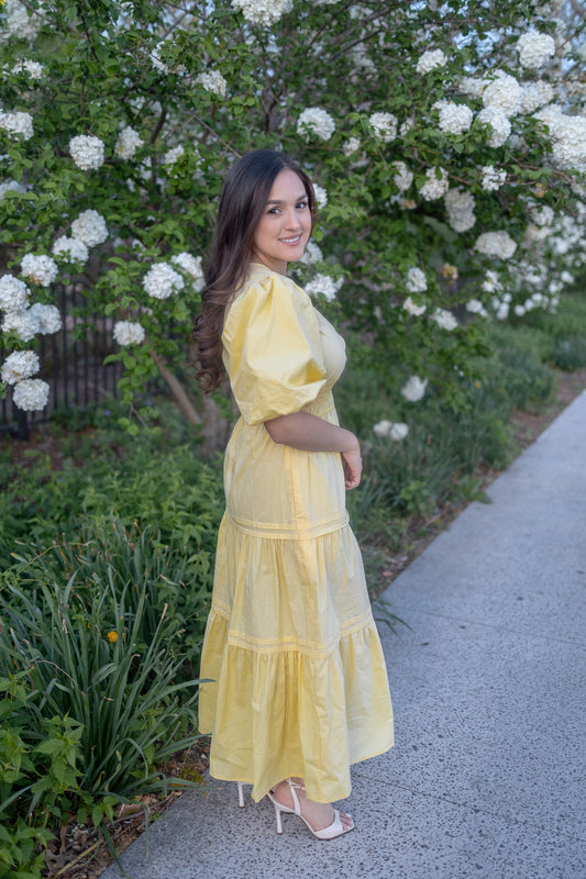 Mellanie Yellow Midi Dress
