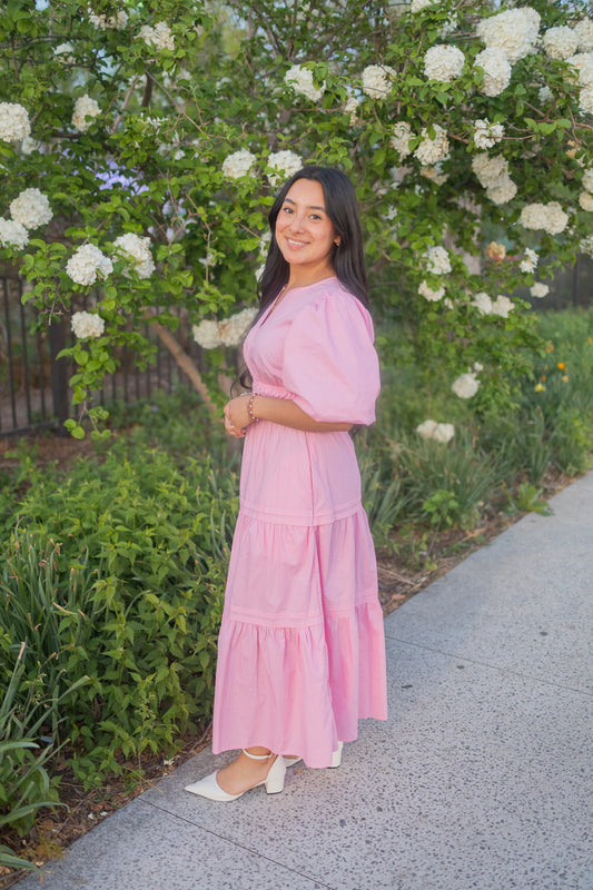 Mellanie Pink Midi Dress