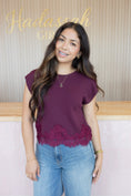 Load image into Gallery viewer, Penelope wine lace top