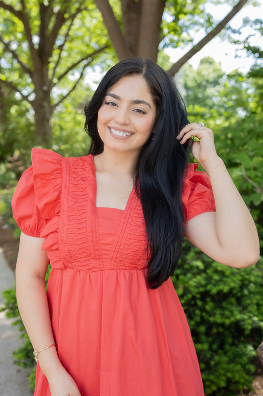 Amanda Tomato Midi Dress