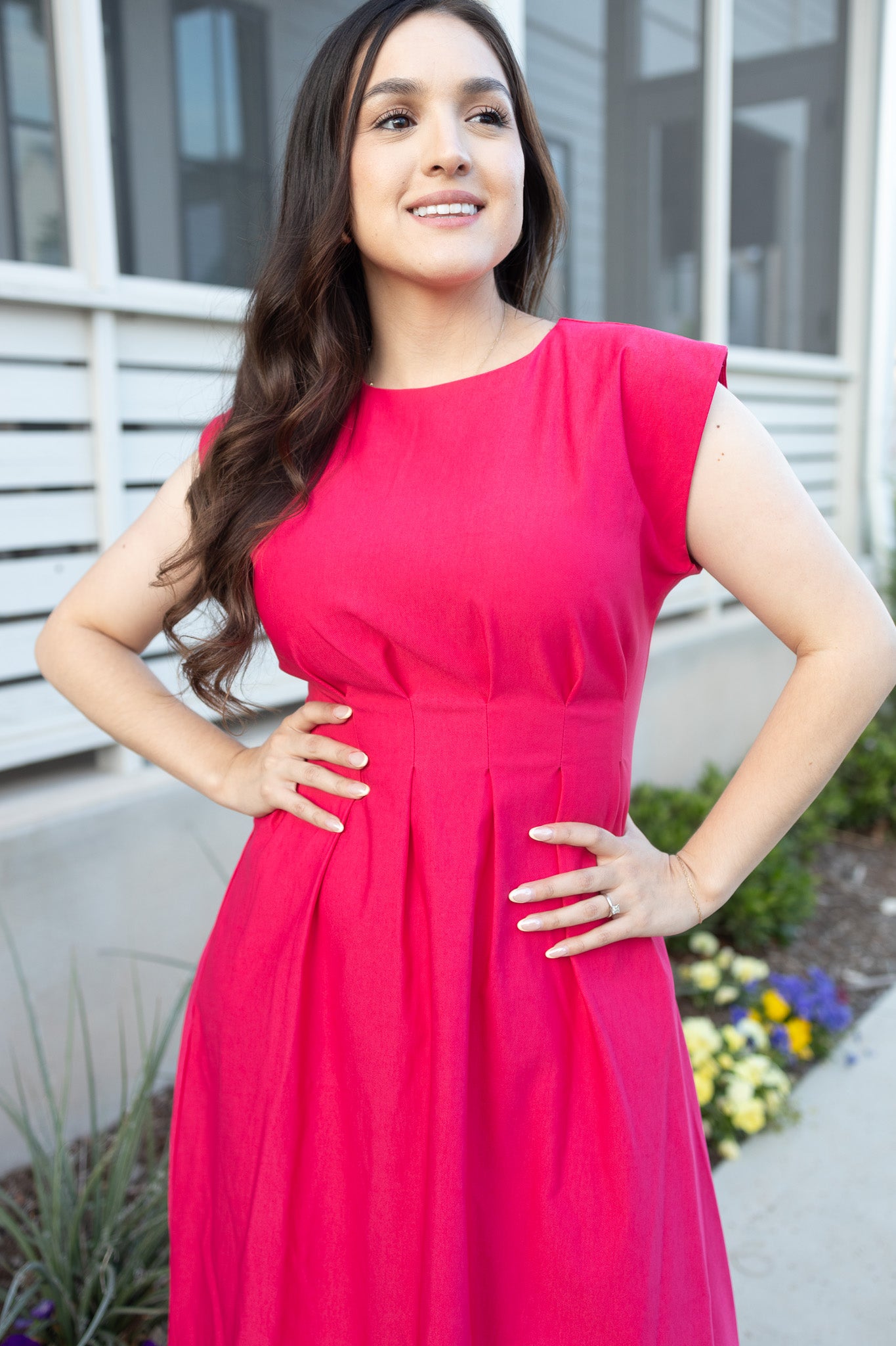 Antonella Fuchsia Midi Dress
