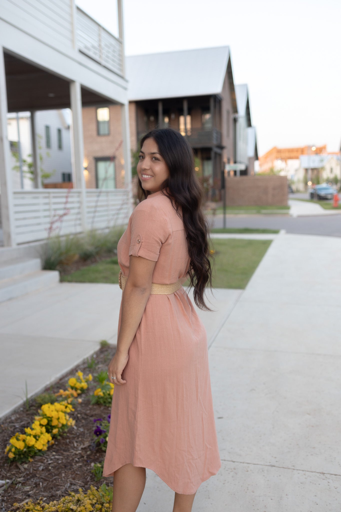 Sonia Peach Midi Dress