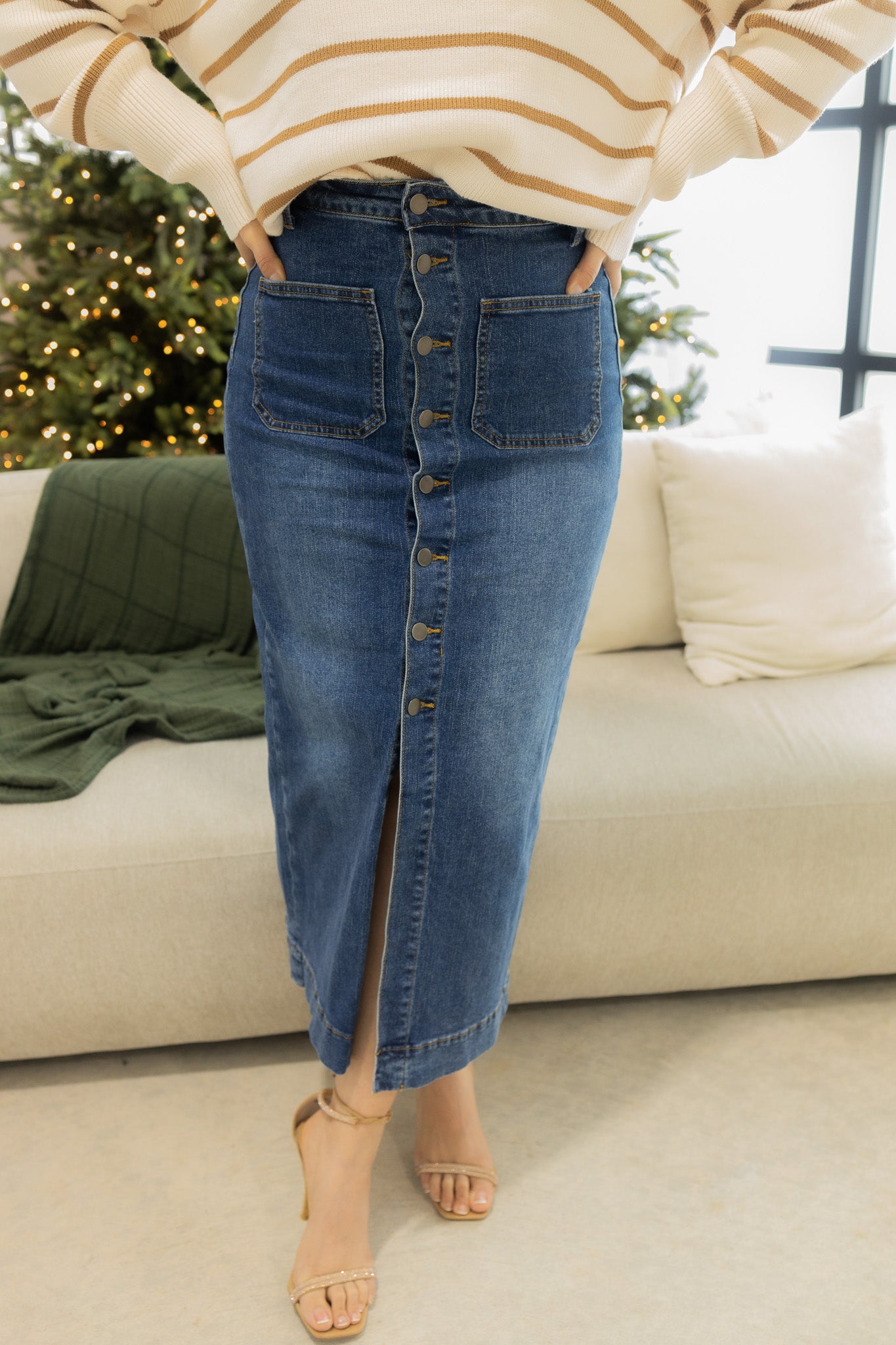 Denim Midi Skirt