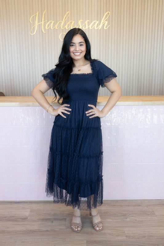 Carline Navy Midi Dress