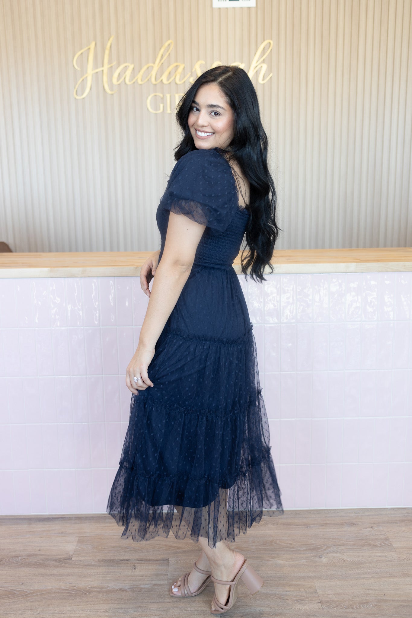Carline Navy Midi Dress