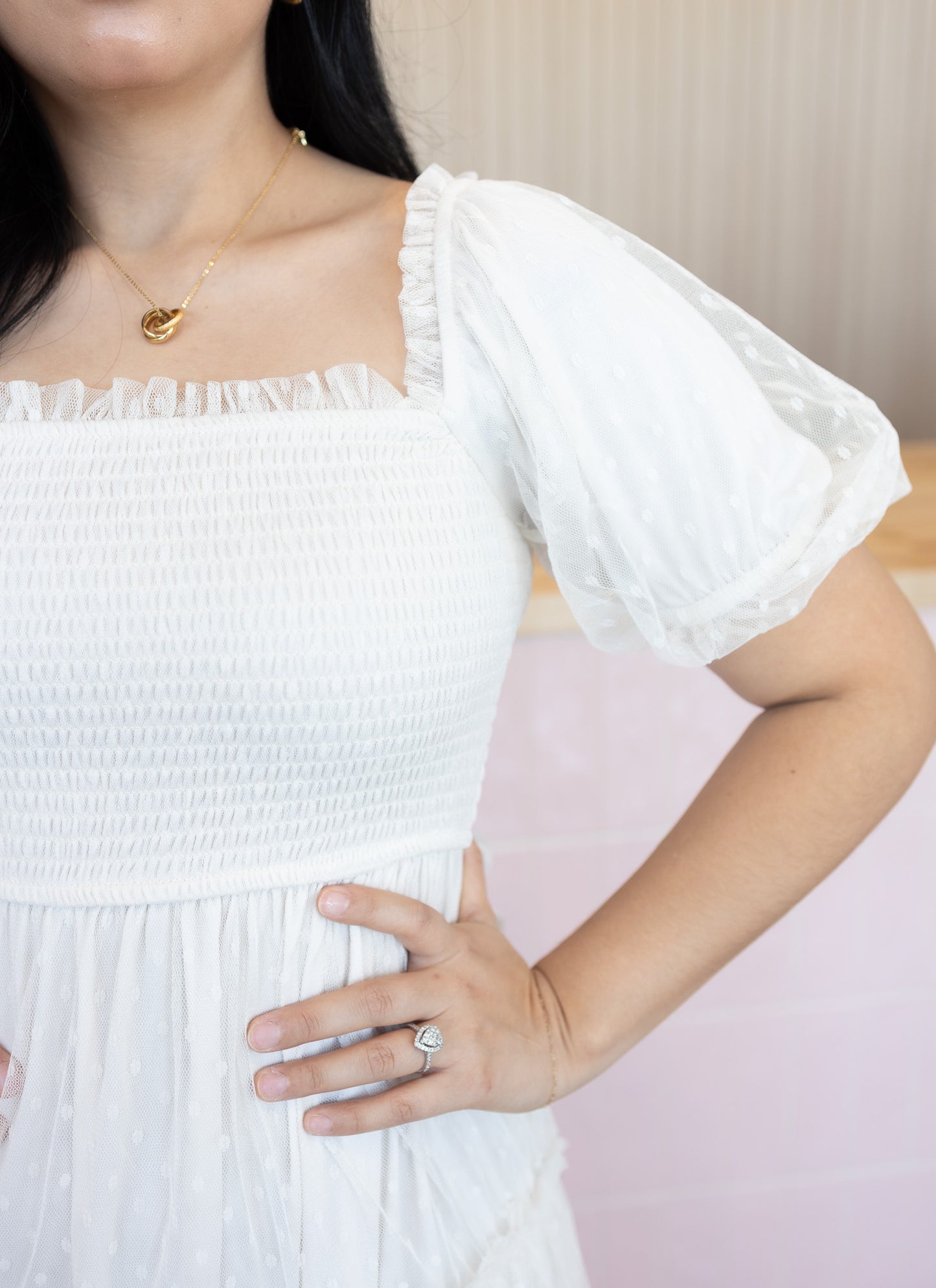 Carline Cream Midi Dress
