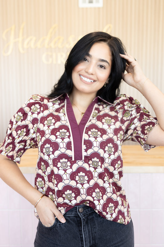 Lissa Burgundy Blouse