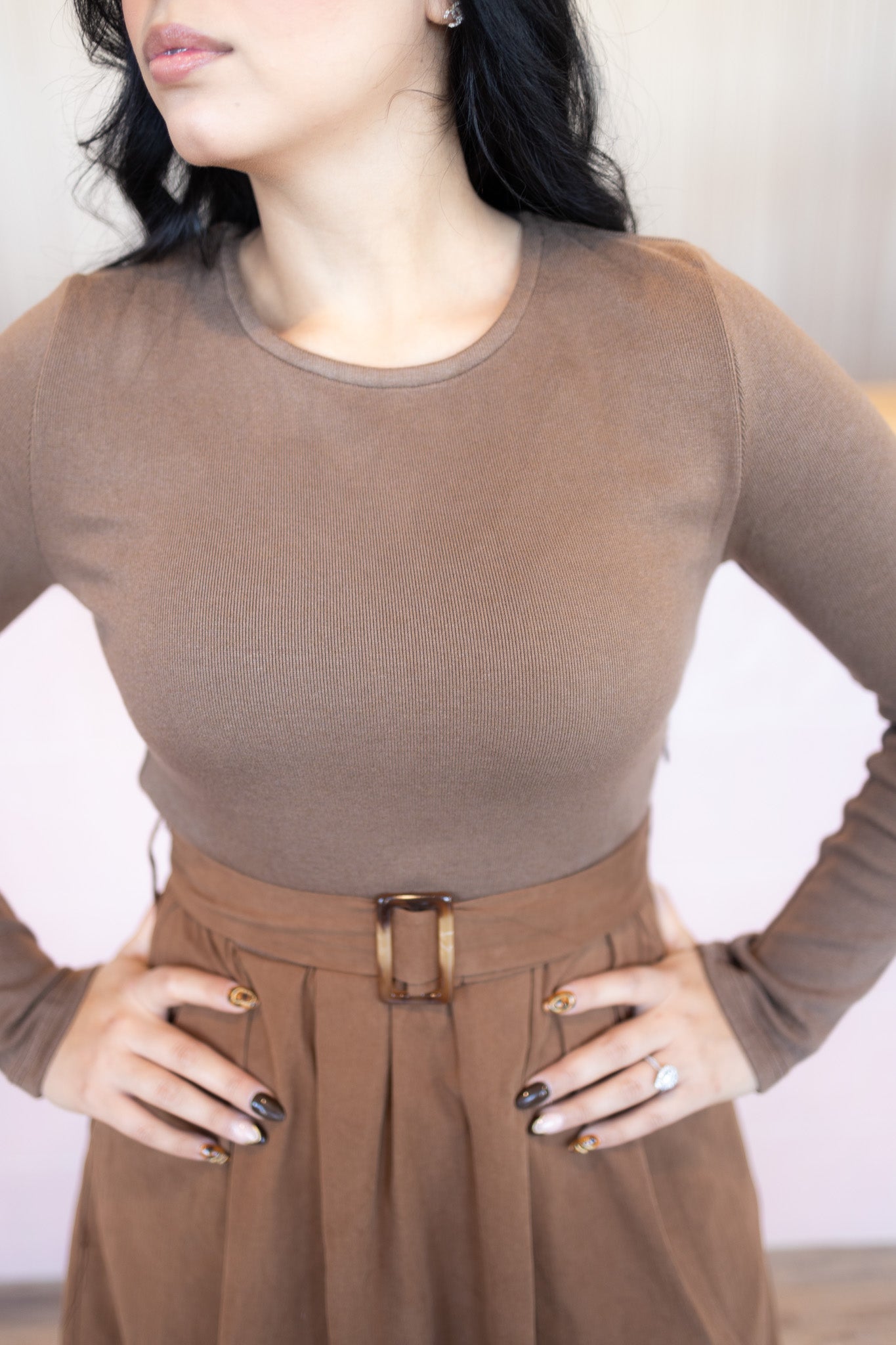 Magaly Brown Midi Dress