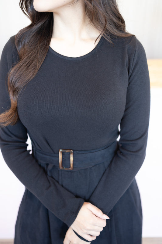 Magaly Black Midi Dress