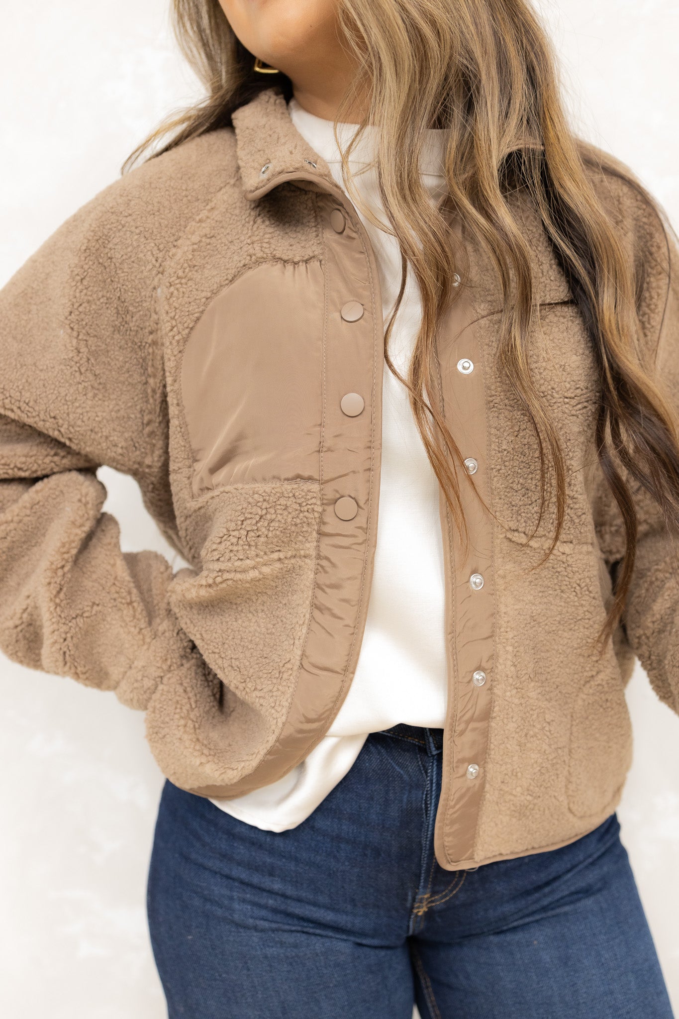 Mocha Button fleece Jacket