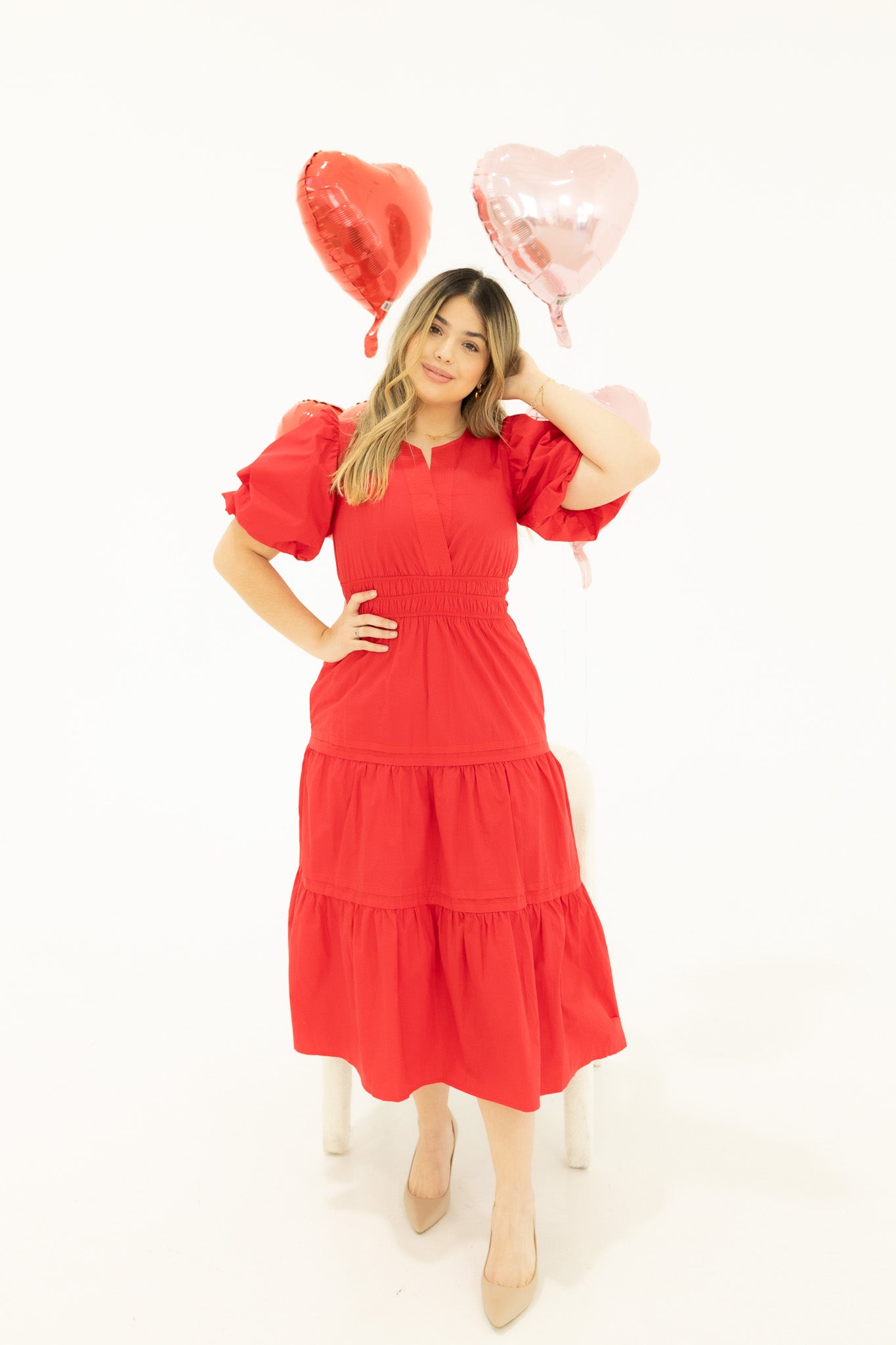 Mellanie Red Midi Dress