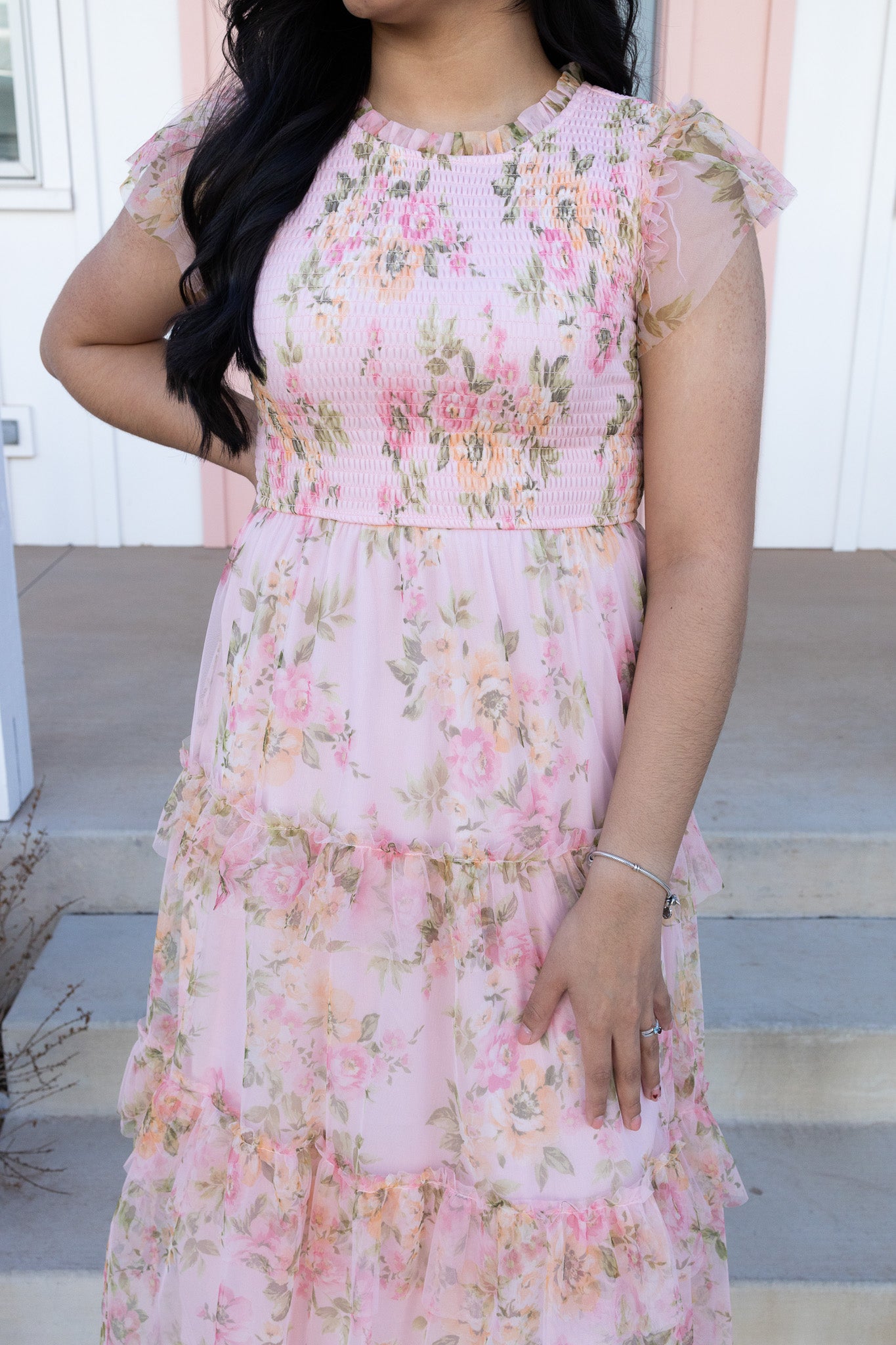 Flaxy Pink Midi Dress