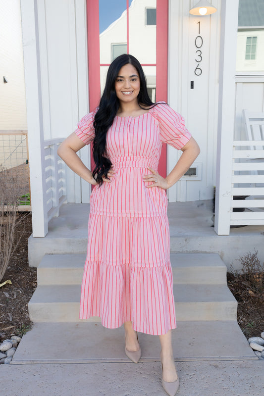 Elina Pink Midi Dress