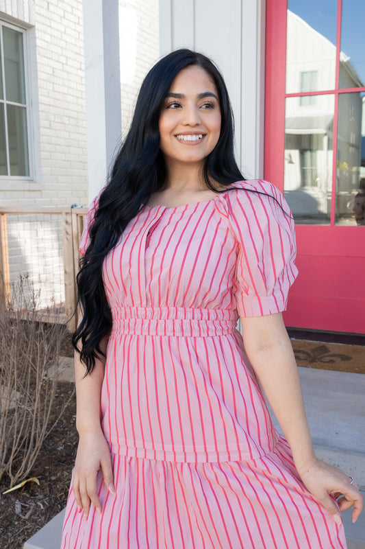 Elina Pink Midi Dress