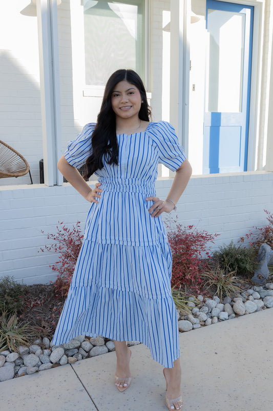 Elina Blue Midi Dress