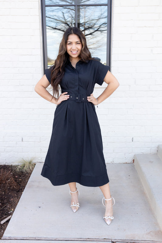 Sweet Rose Black Midi Dress