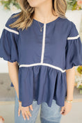 Load image into Gallery viewer, Violette navy blouse