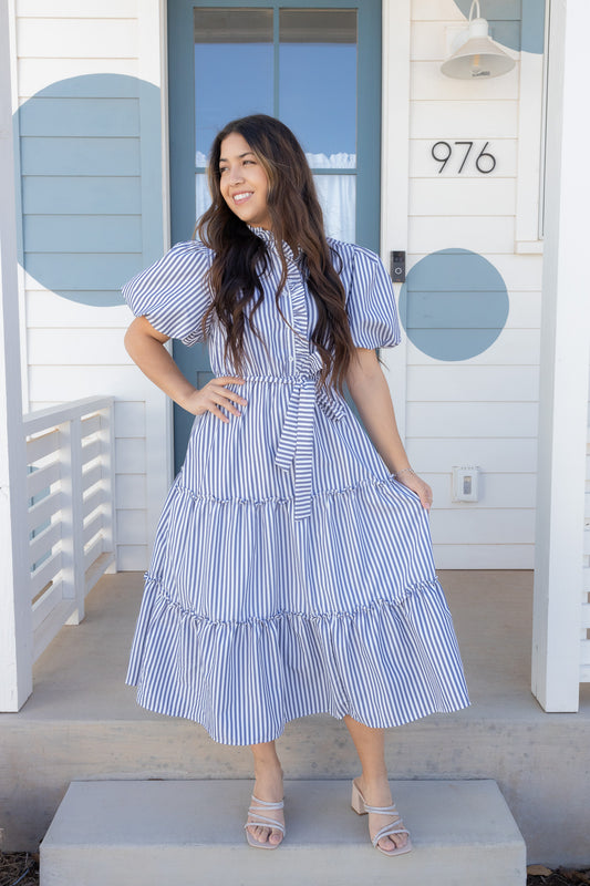 Isabella Navy Midi Dress