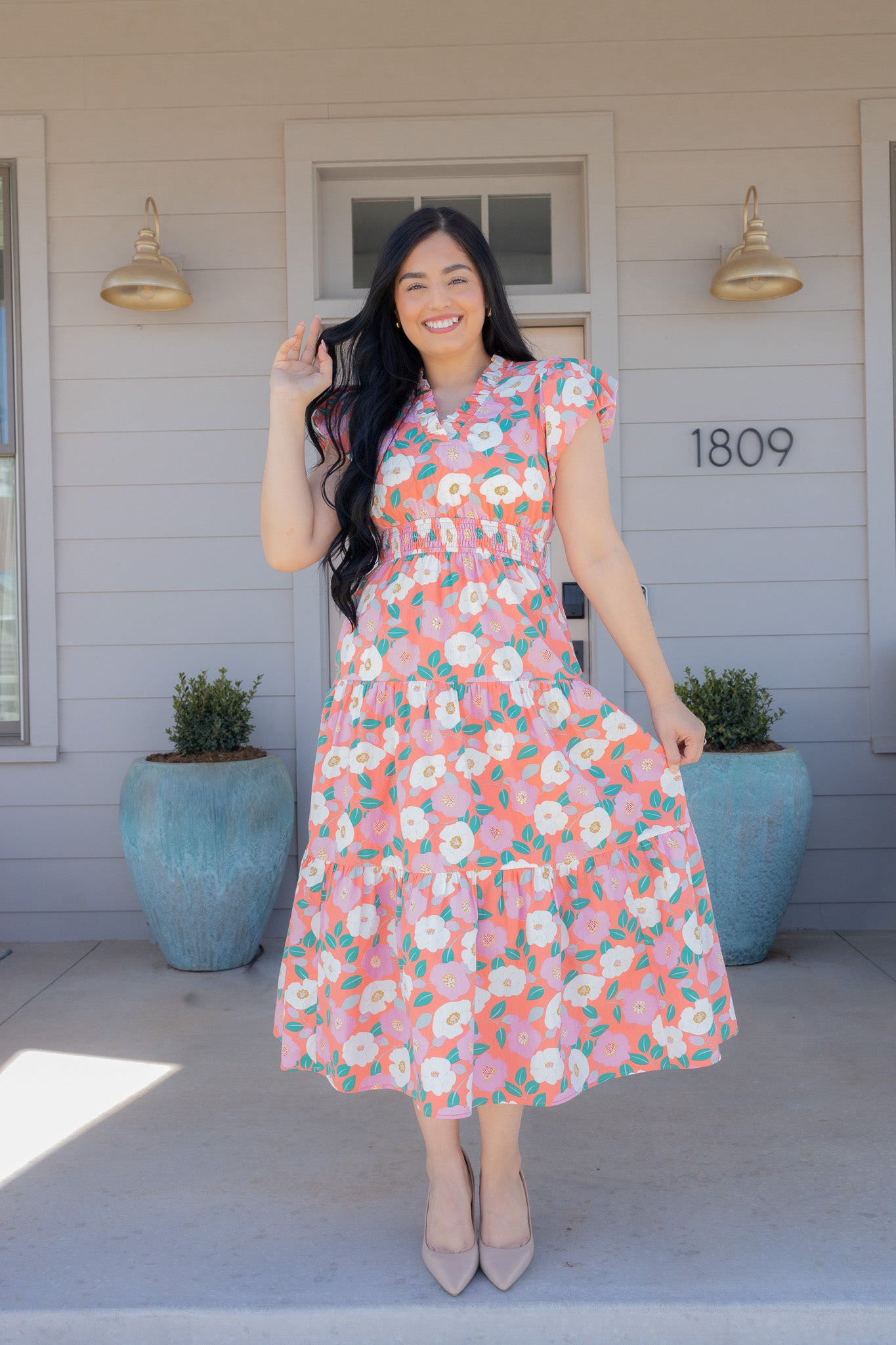 Aria Floral Midi Dress