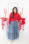 Load image into Gallery viewer, Eliana Denim Tiered Maxi Skirt