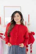 Load image into Gallery viewer, Rose Red Bow Cardigan