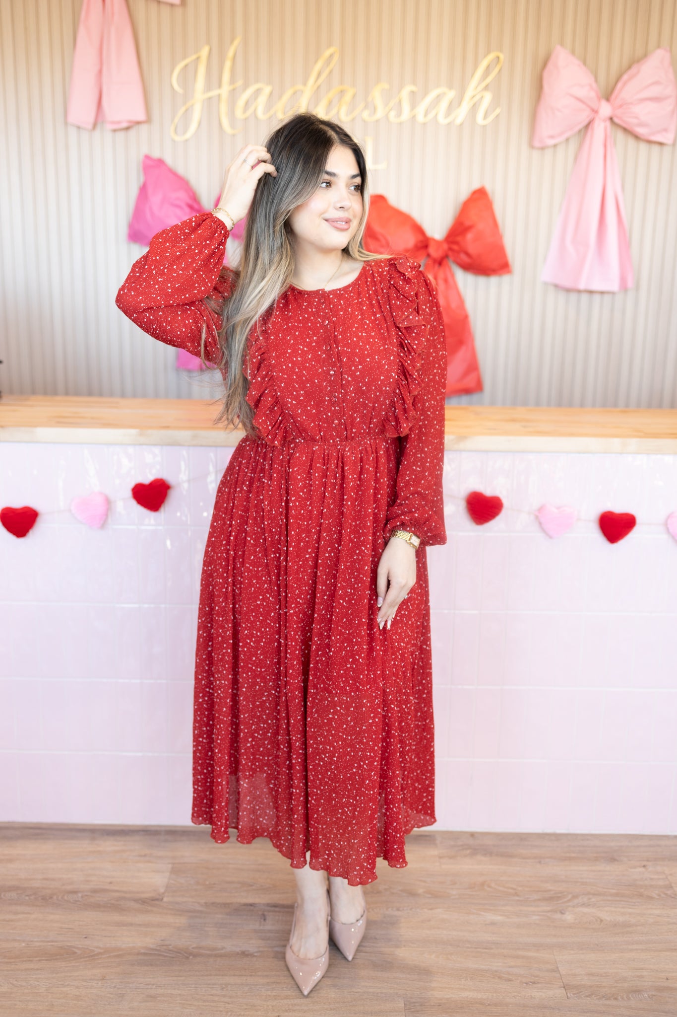 mommy and me red dresses Yarely Dress (MOMMY & ME) Linen Clothes What to Wear to Custom orders are welcome. Color:Cocoa White Polka