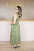 Load image into Gallery viewer, Liliana green rose midi dress