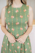 Load image into Gallery viewer, Liliana green rose midi dress
