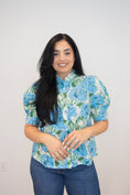 Load image into Gallery viewer, Flower Blue Blouse