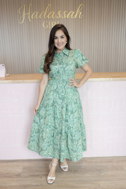 Hanna Green Floral Dress