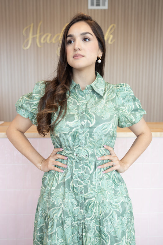 Hanna Green Floral Dress