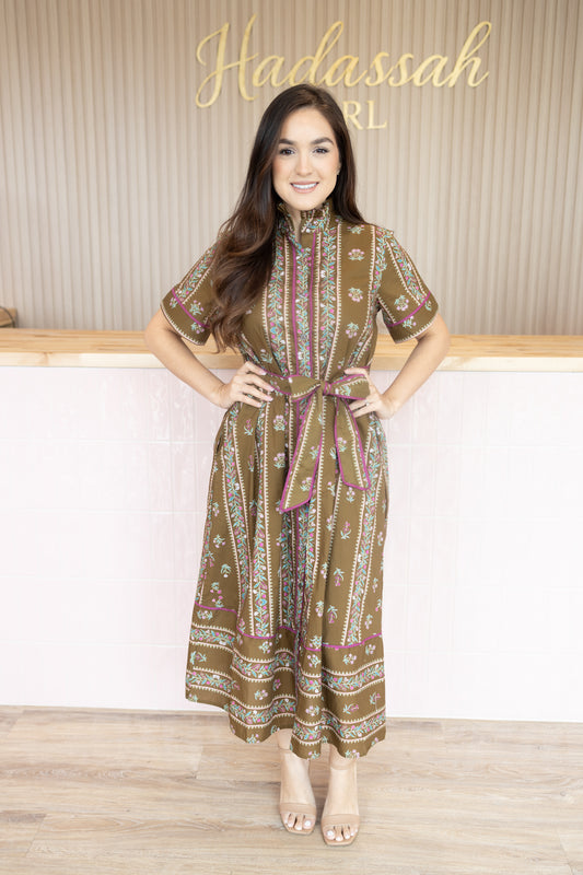 Gleny Ecru Midi Dress