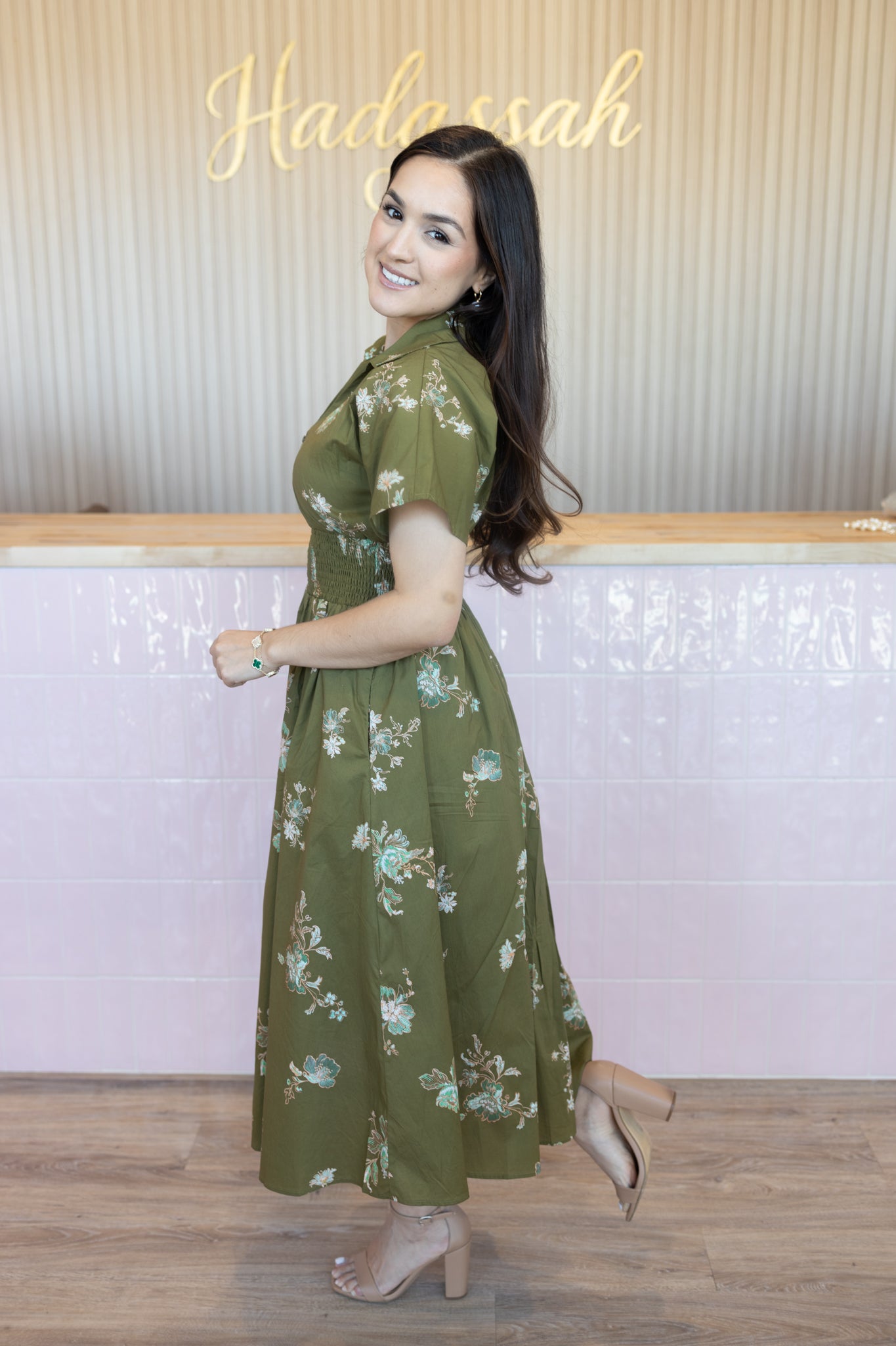 Greece Olive Midi Dress