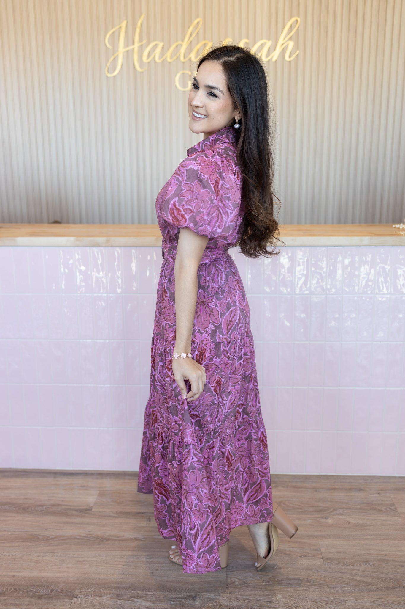 Hannah Pink Floral Dress