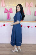 Load image into Gallery viewer, Amorette Navy Midi Dress