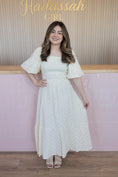 Load image into Gallery viewer, white star rose midi dress