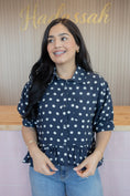 Load image into Gallery viewer, Pretty polka navy top