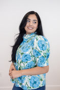 Load image into Gallery viewer, Flower Blue Blouse
