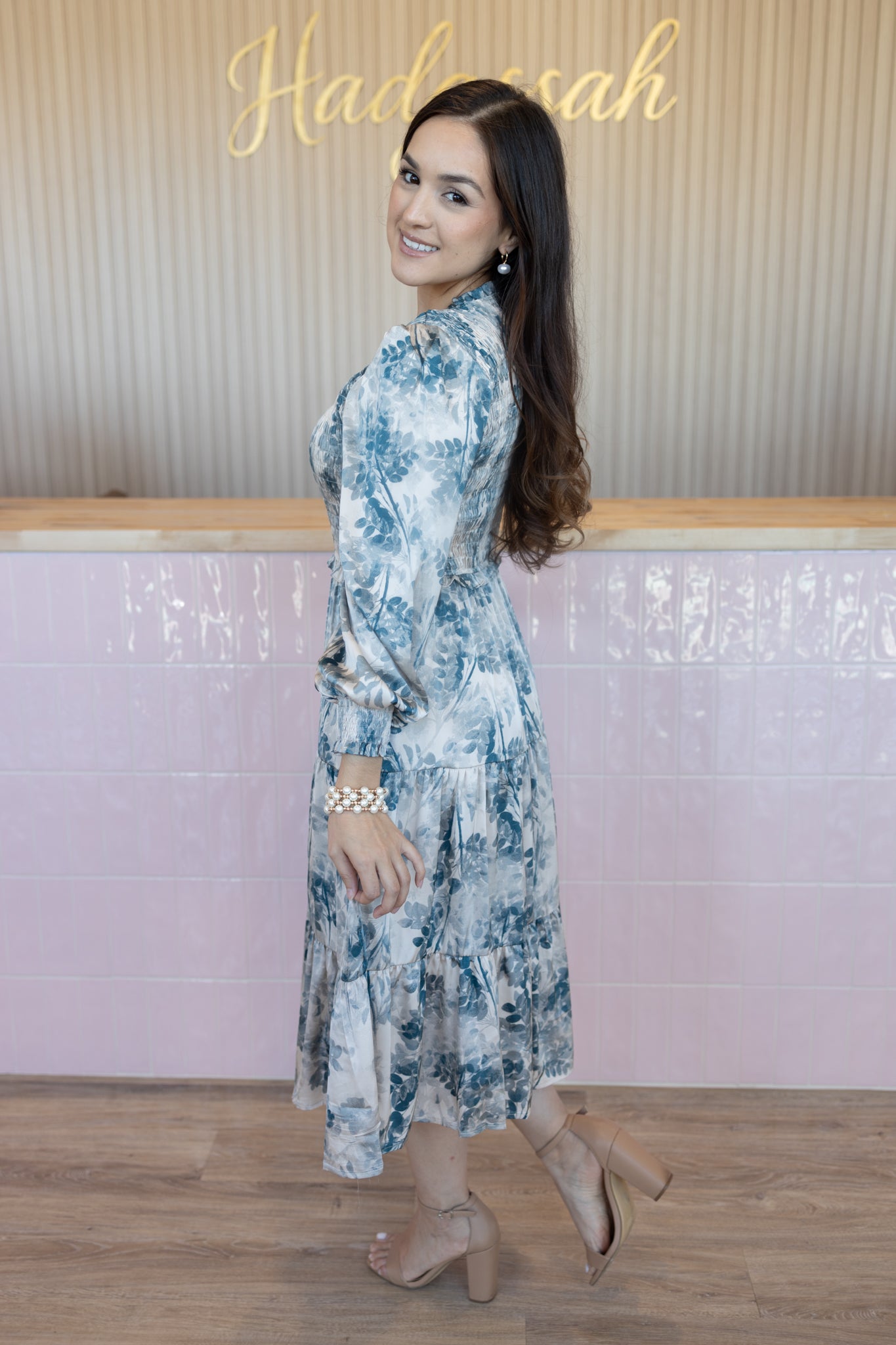 Yadi Multi-Blue Midi Dress