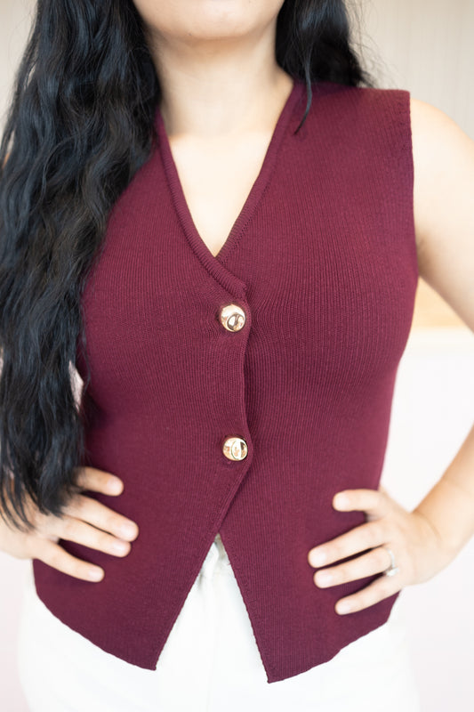 Samira Wine Sweater Vest