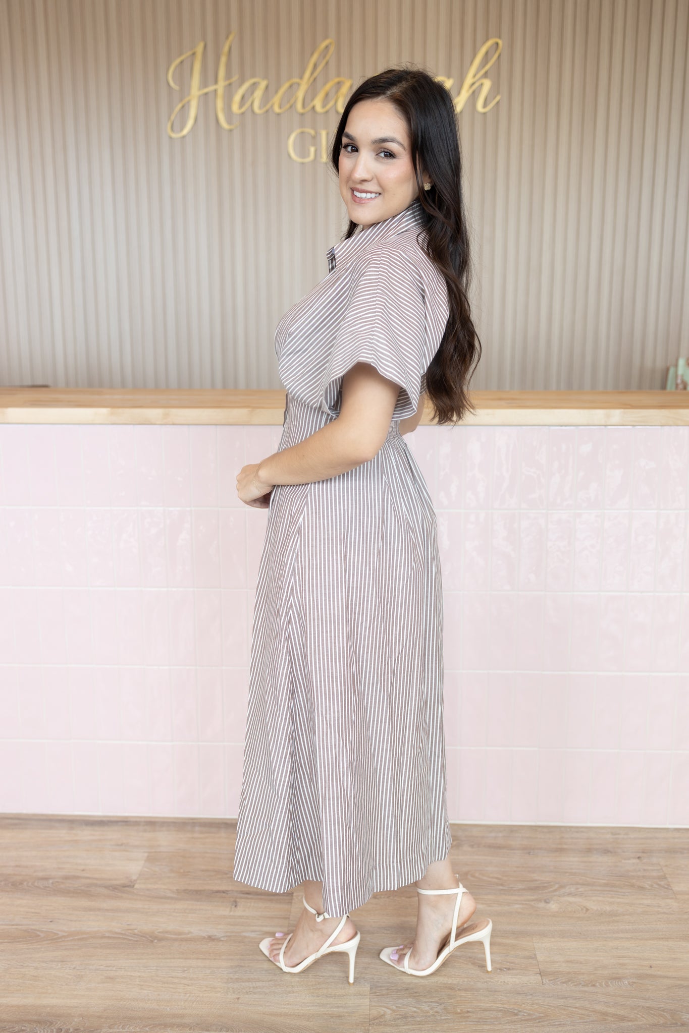Evelyn Brown Stripe Dress