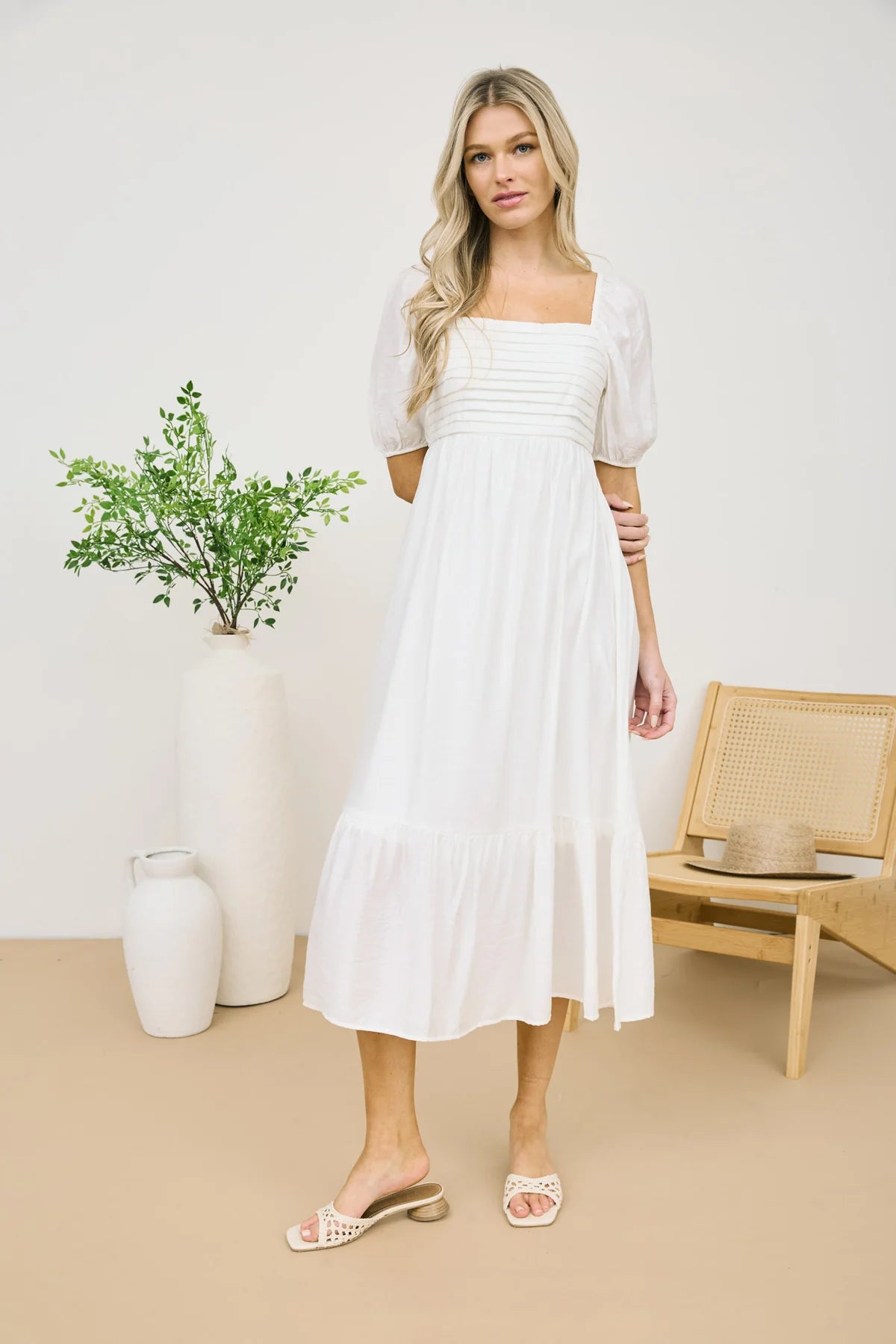 Norah Off-White Midi Dress