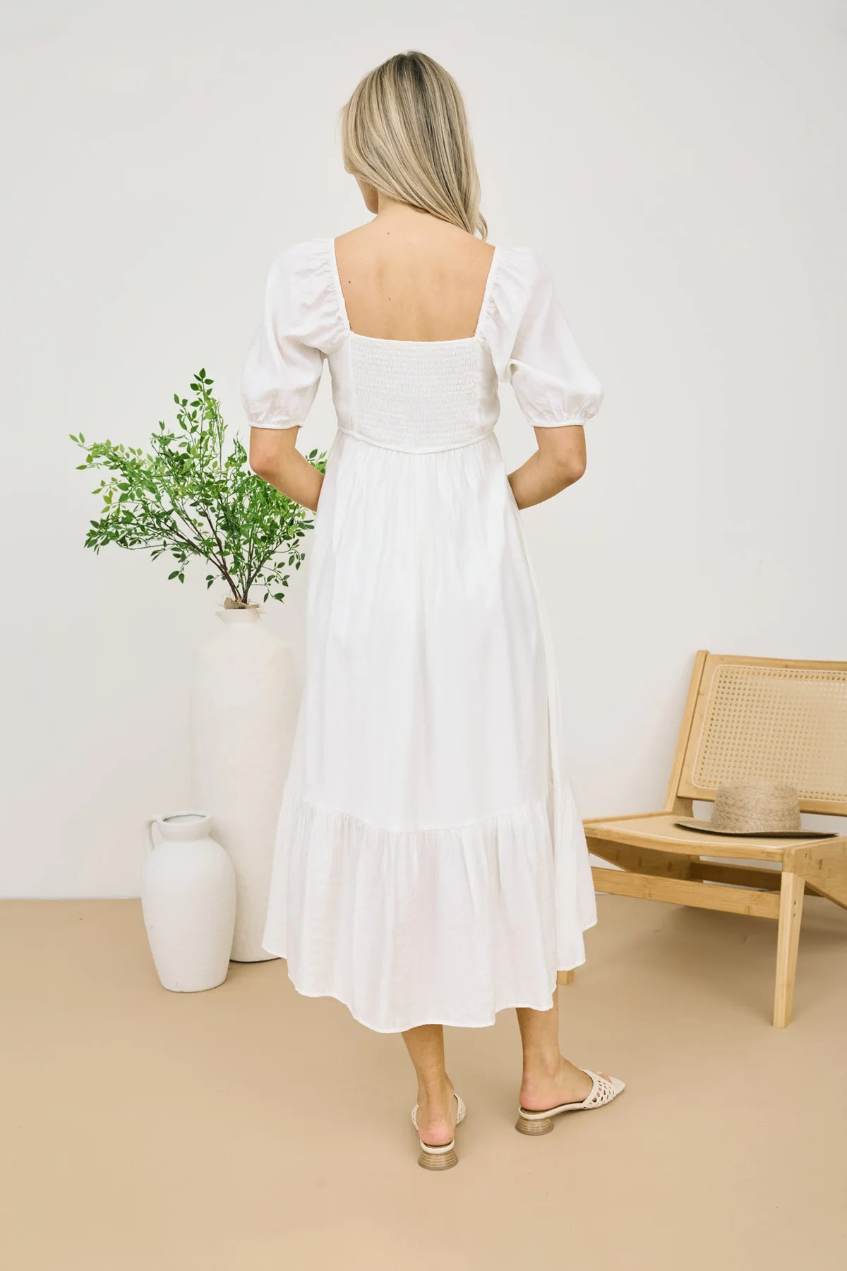 Norah Off-White Midi Dress