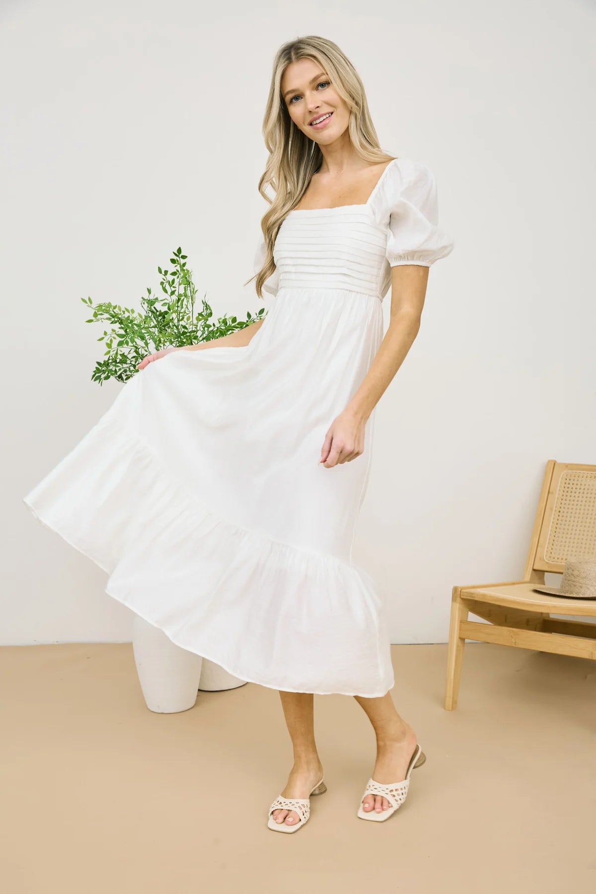Norah Off-White Midi Dress
