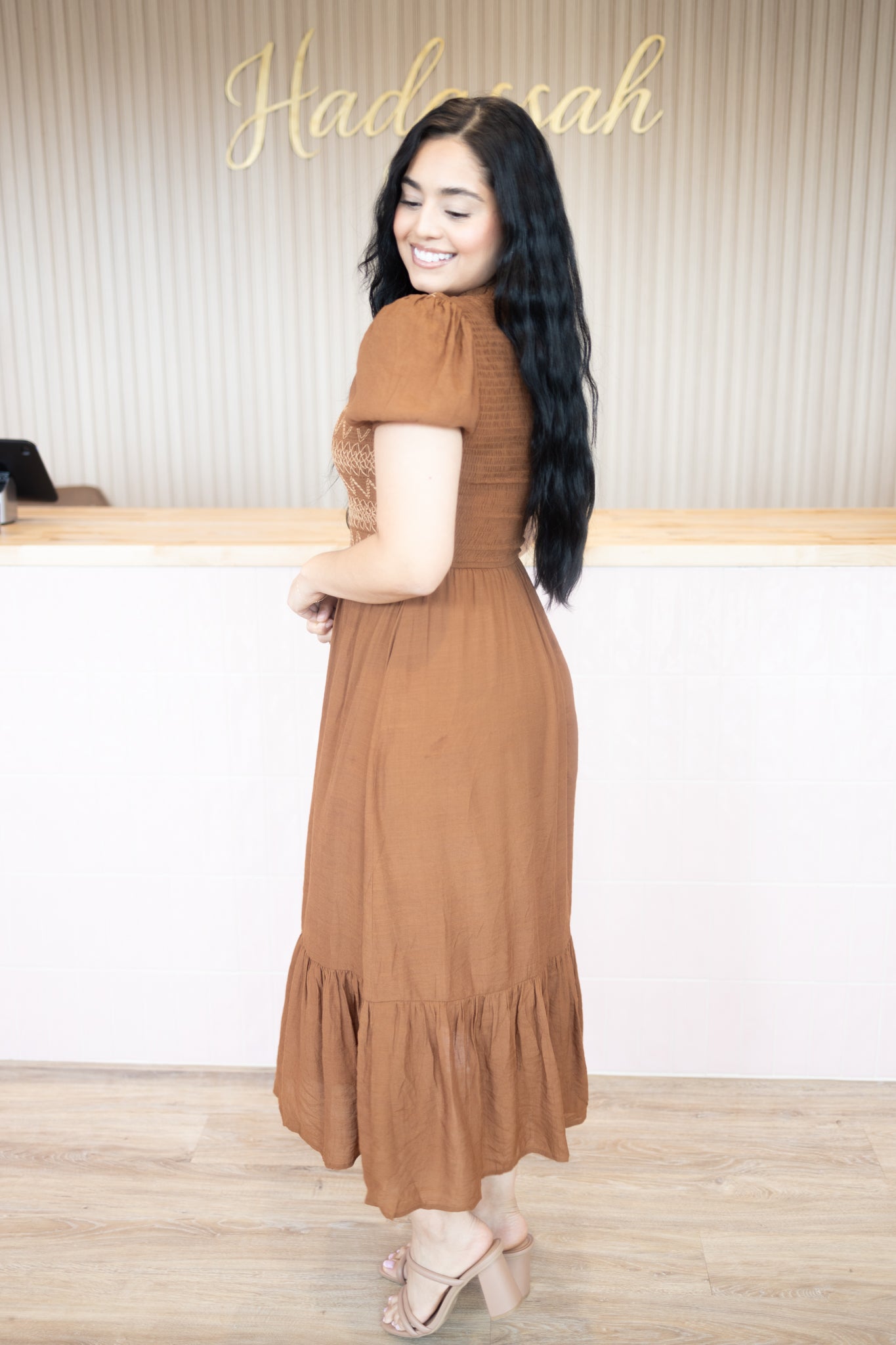 Toffee Brown Midi Dress
