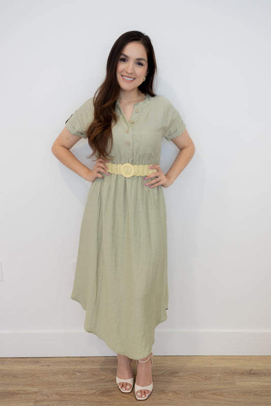 Samantha Olive Midi Dress
