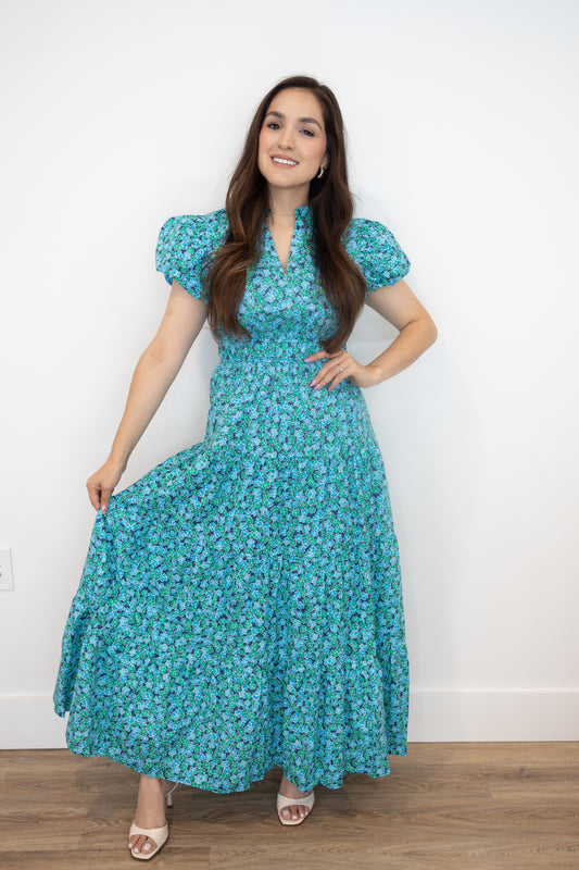 Danna Blue Floral Maxi Dress