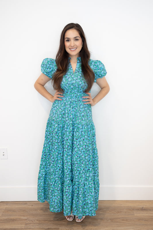 Danna Blue Floral Maxi Dress